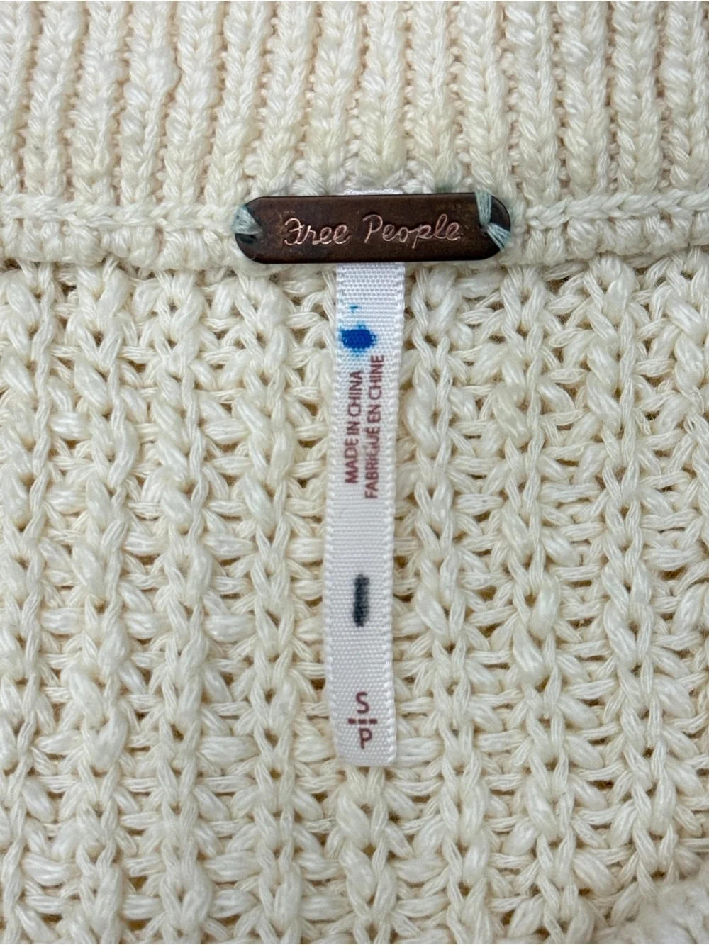 Free People Never leaving Cream Slouchy Pull over Sweater Sz S Petite